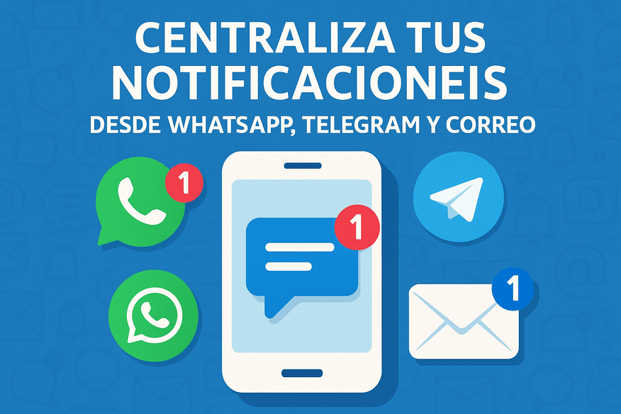 Centraliza tus notificaciones desde WhatsApp, Telegram y correo