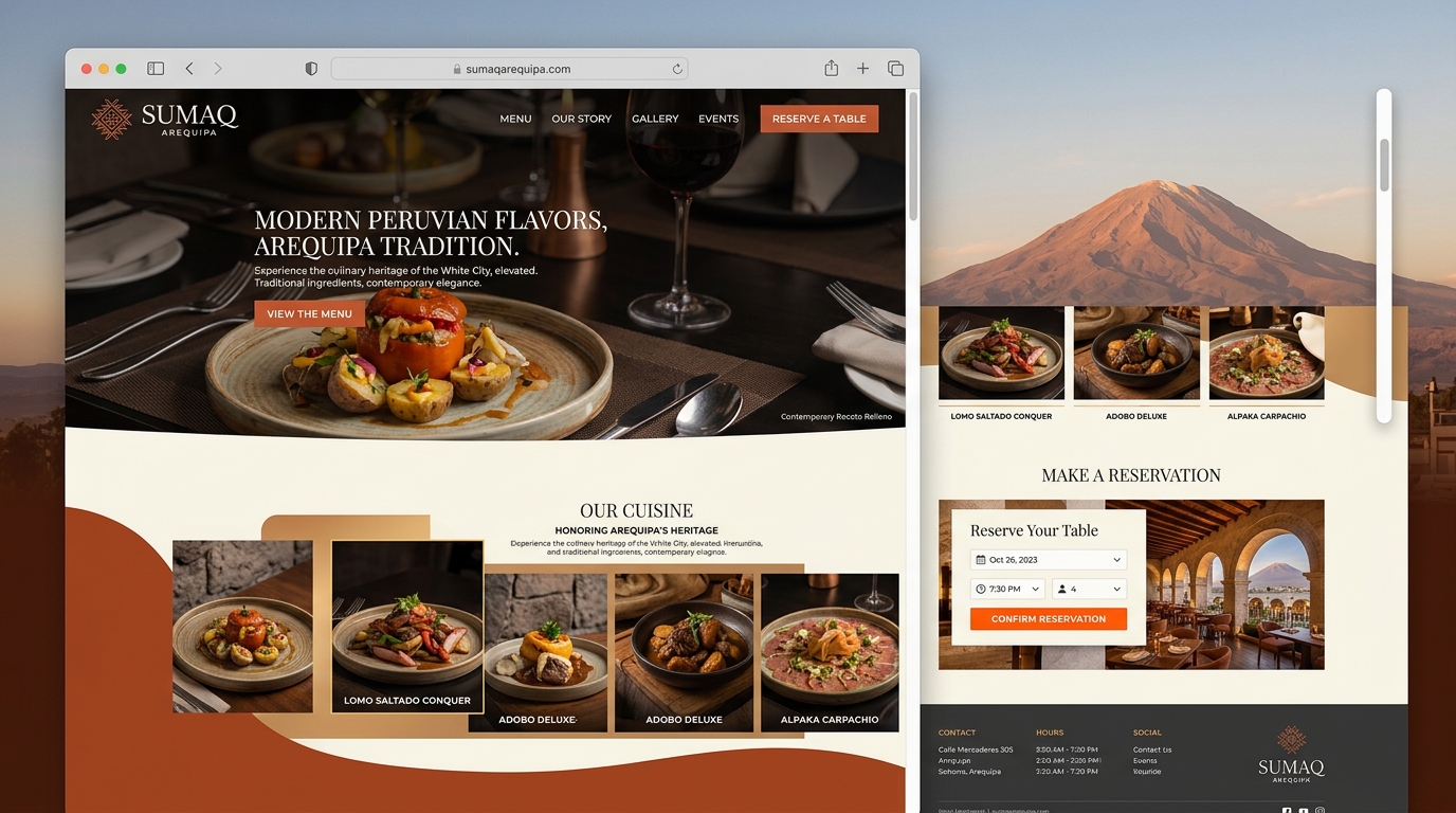 Haz que tu restaurante destaque en Arequipa con una web que enamora al comensal